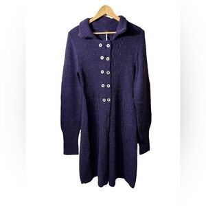 FREE PEOPLE L wool alpaca blend purple sweater cardigan large